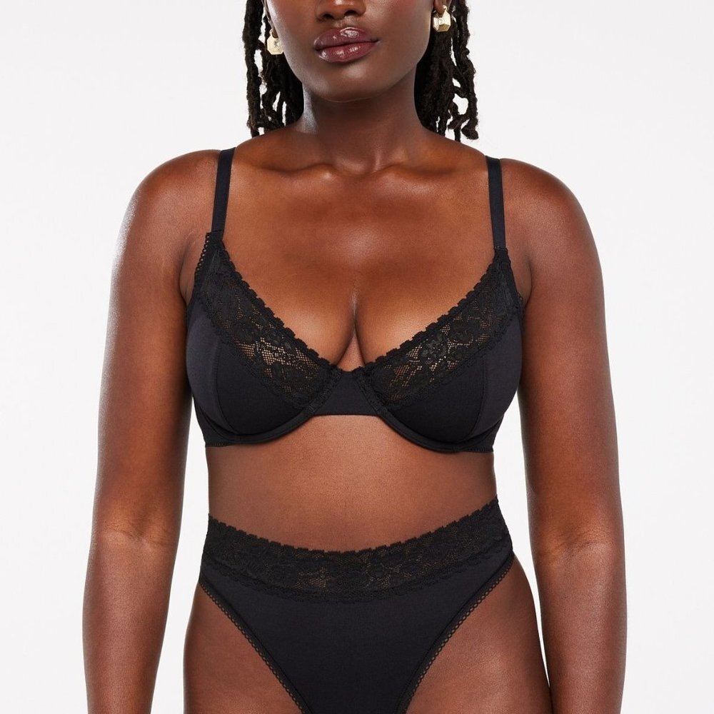 NWT Savage x Fenty Cotton Essentials Unlined Bra in Caviar - Size 38DD
